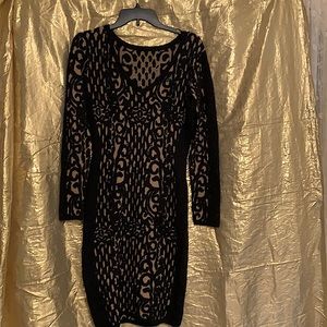 ZEBRA PRINTS SZ 12 BROWN BEIGE & BLACK WOOL DRESS